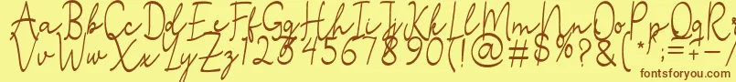 Fonte Stefian Script 2 – fontes marrons em um fundo amarelo