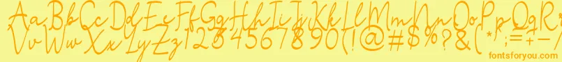 fuente Stefian Script 2 – Fuentes Naranjas Sobre Fondo Amarillo