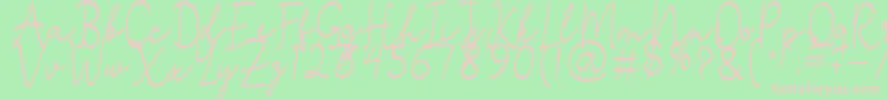 Stefian Script 2-fontti – vaaleanpunaiset fontit vihreällä taustalla