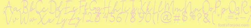 Stefian Script 2-fontti – vaaleanpunaiset fontit keltaisella taustalla