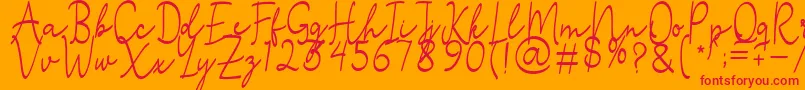 Stefian Script 2 Font – Red Fonts on Orange Background