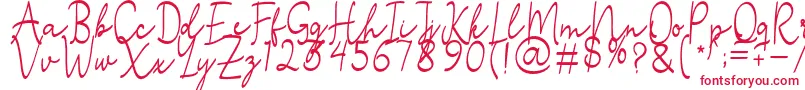 フォントStefian Script 2 – 白い背景に赤い文字