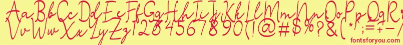 Stefian Script 2 Font – Red Fonts on Yellow Background