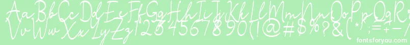 フォントStefian Script 2 – 緑の背景に白い文字