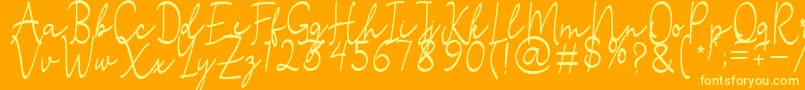 Stefian Script 2-Schriftart – Gelbe Schriften auf orangefarbenem Hintergrund