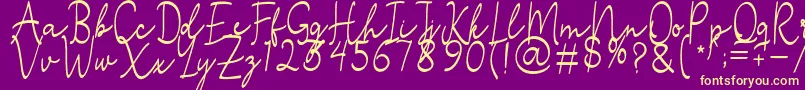 Stefian Script 2 Font – Yellow Fonts on Purple Background