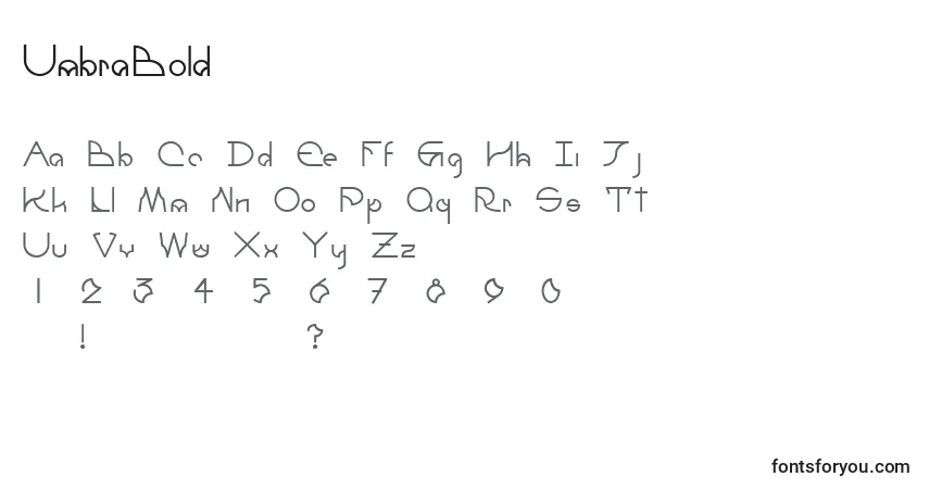A fonte UmbraBold – alfabeto, números, caracteres especiais