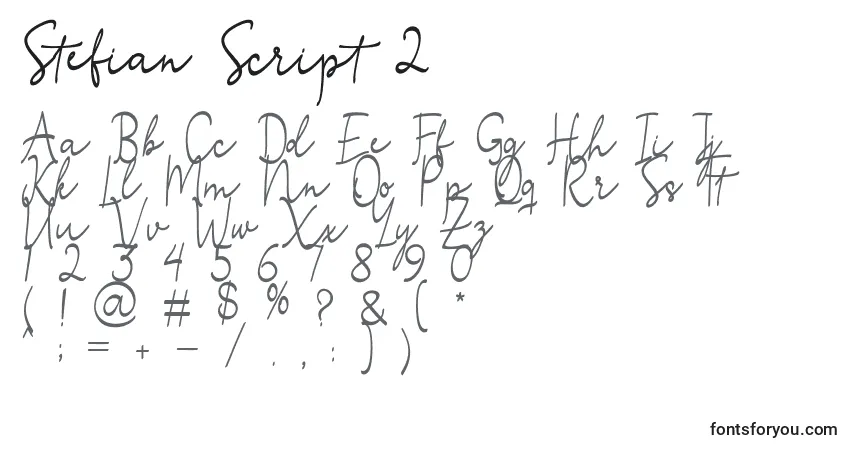 A fonte Stefian Script 2 (141960) – alfabeto, números, caracteres especiais