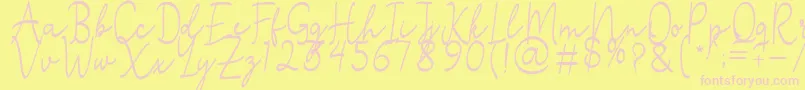 Fonte Stefian Script 2 – fontes rosa em um fundo amarelo