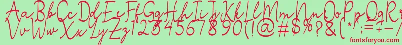 Stefian Script 2 Font – Red Fonts on Green Background
