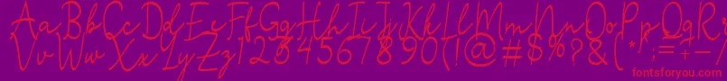 Stefian Script 2-fontti – punaiset fontit violetilla taustalla