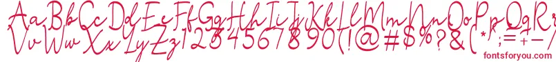 フォントStefian Script 2 – 白い背景に赤い文字