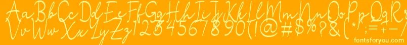 Stefian Script 2 Font – Yellow Fonts on Orange Background