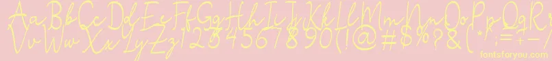 Stefian Script 2 Font – Yellow Fonts on Pink Background