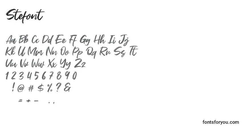 A fonte Stefont – alfabeto, números, caracteres especiais