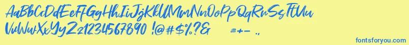 Stefont Font – Blue Fonts on Yellow Background