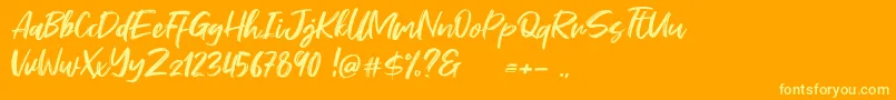 Stefont-Schriftart – Gelbe Schriften auf orangefarbenem Hintergrund