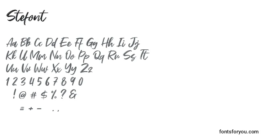 A fonte Stefont (141962) – alfabeto, números, caracteres especiais