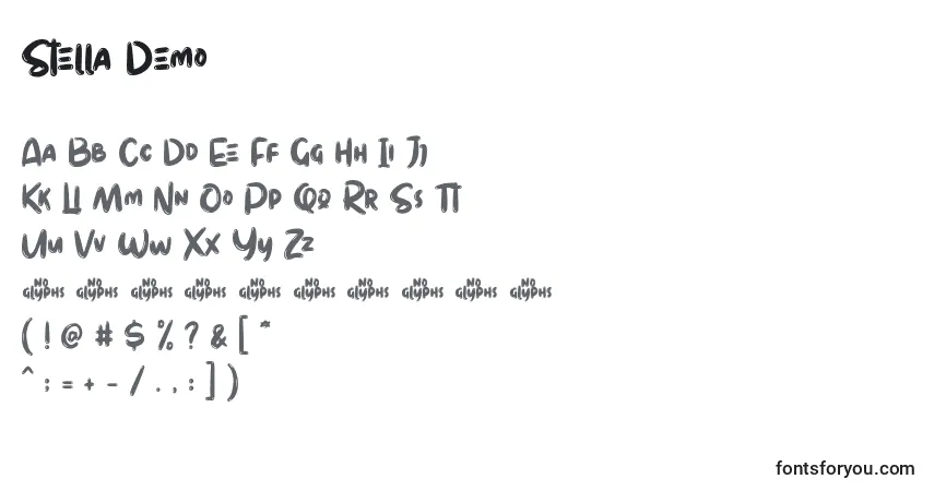 Schriftart Stella Demo – Alphabet, Zahlen, spezielle Symbole