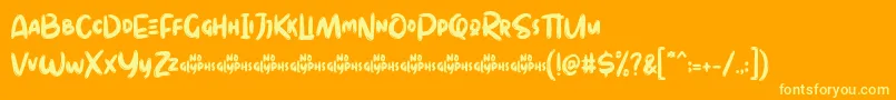 Więcej informacji o czcionce Stella Demo Czcionka Stella Demo – żółte czcionki na pomarańczowym tle
