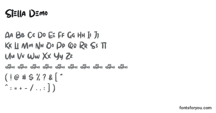 A fonte Stella Demo (141965) – alfabeto, números, caracteres especiais