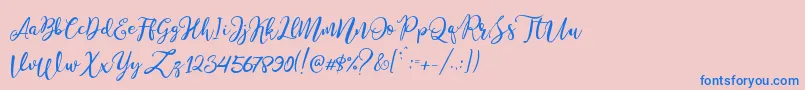 Stella Wilson Font – Blue Fonts on Pink Background