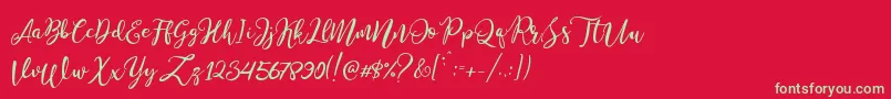 フォントStella Wilson – 赤い背景に緑の文字