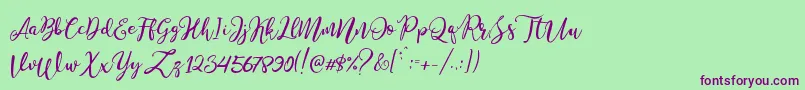 Stella Wilson Font – Purple Fonts on Green Background