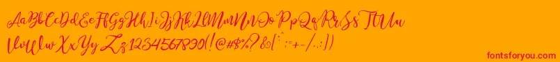 Stella Wilson-Schriftart – Rote Schriften auf orangefarbenem Hintergrund