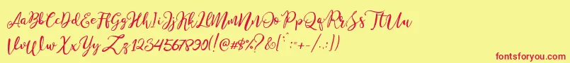 Stella Wilson Font – Red Fonts on Yellow Background