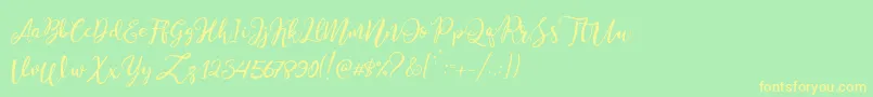 Stella Wilson-Schriftart – Gelbe Schriften auf grünem Hintergrund