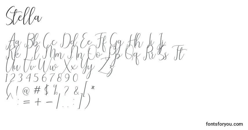 Шрифт Stella (141967) – алфавит, цифры, специальные символы