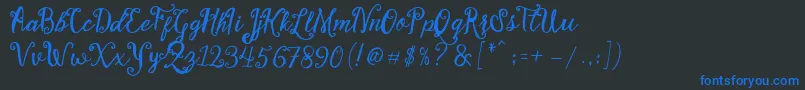 Stellanova Script Free Demo-Schriftart – Blaue Schriften auf schwarzem Hintergrund