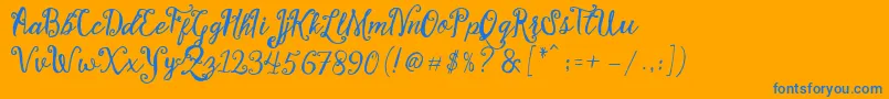 Stellanova Script Free Demo-fontti – siniset fontit oranssilla taustalla