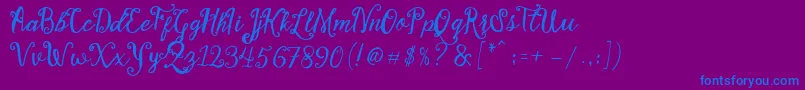 Stellanova Script Free Demo Font – Blue Fonts on Purple Background