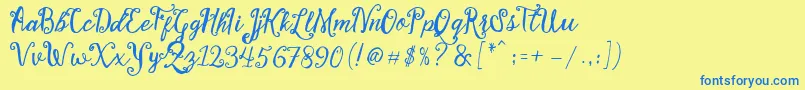 Stellanova Script Free Demo Font – Blue Fonts on Yellow Background