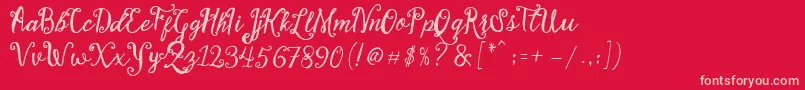 Stellanova Script Free Demo-fontti – vaaleanpunaiset fontit punaisella taustalla