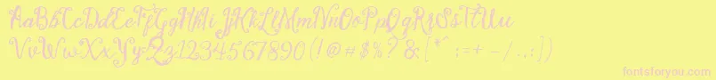 Stellanova Script Free Demo-Schriftart – Rosa Schriften auf gelbem Hintergrund