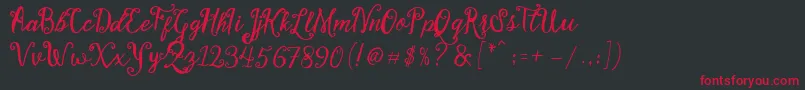 Fonte Stellanova Script Free Demo – fontes vermelhas em um fundo preto