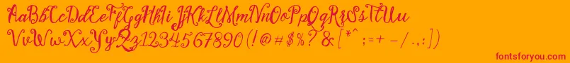 Шрифт Stellanova Script Free Demo – красные шрифты на оранжевом фоне