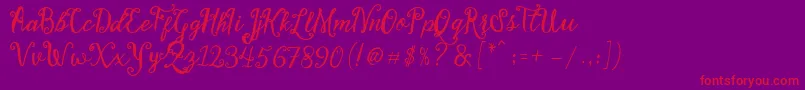 Fonte Stellanova Script Free Demo – fontes vermelhas em um fundo violeta