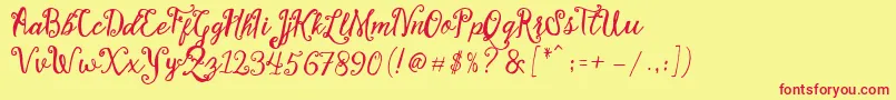Police Stellanova Script Free Demo – polices rouges sur fond jaune