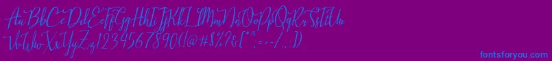 フォントStellaria – 紫色の背景に青い文字