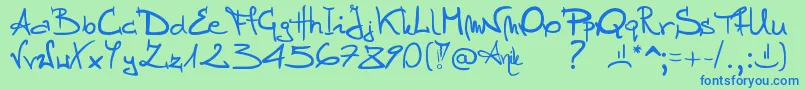 Stellina-Schriftart – Blaue Schriften auf grünem Hintergrund