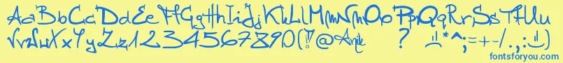 Stellina-Schriftart – Blaue Schriften auf gelbem Hintergrund