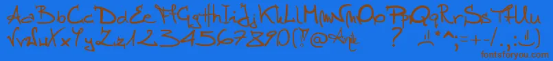 フォントStellina – 茶色の文字が青い背景にあります。