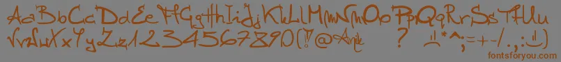 フォントStellina – 茶色の文字が灰色の背景にあります。