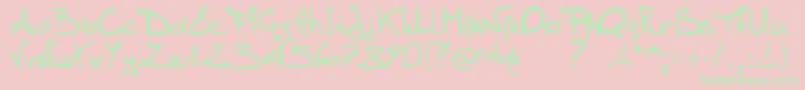 Fonte Stellina – fontes verdes em um fundo rosa