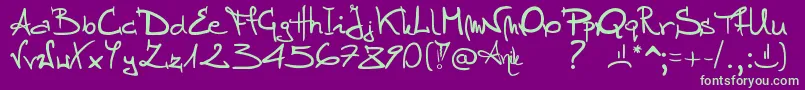 Stellina-Schriftart – Grüne Schriften auf violettem Hintergrund