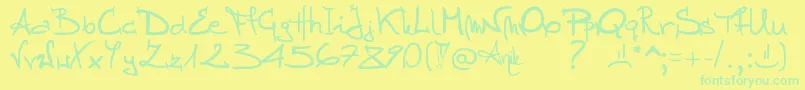 Stellina-Schriftart – Grüne Schriften auf gelbem Hintergrund